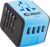 Unidapt Universal Travel Adapter, International Plug Adapter Fast 2,4A 4-USB European Power Plug, AC Wall Charger – Worldwide Outlet for Europe US USA UK EU AUS, Blue