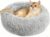 Cat Bed – Calming Cat Bed for Small Kittens Donut Washable Round for Indoor Kittens and Puppies, Anti-Slip Round Fluffy Plush Faux Fur, Small, Light Grey