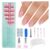 Vansiho Pink French Gel Nails Kit – Short Square French Tip Press on Nails, Nail Gel, Top Coat and Nail Lamp for Gift and Nail Art DIY