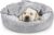 JOEJOY Small Dog Bed Cat Bed with Hooded Blanket, Cozy Cuddler Luxury Puppy Pet Bed, Donut Round Calming Anti-Anxiety Dog Burrow Cave Bed – Anti-Slip Bottom and Machine Washable 23 inch