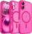 CANSHN Magnetic for iPhone 16 Case, Upgraded [Full Camera Protection] [Compatible with Magsafe] [Translucent Matte] Shockproof Protective Phone Case for iPhone 16 – Hot Pink