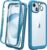 Diaclara Designed for iPhone 15 Case, Full Body Rugged Case with Built-in Touch Sensitive Anti-Scratch Screen Protector, with Camera Lens Protector for iPhone 15 6.1″ (Wave Blue)