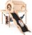 Kalolary Detachable Double-Decker Guinea Pig Hideout, Large Wooden Guinea Pig Castle with Stair, Hammock, Mat for Small Animals Hamster Chinchilla Bunny Ferret Rabbit Hiding Playing Sleeping