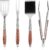 FJNATINH Heavy-Duty Grilling Accessories Rose Wooden BBQ Grilling Tools Set,Outdoor Grill Set with Spatula, Fork, Brush & Tongs,Essential Accessories for Barbecue & Grill. Ideal Gift for Men