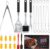 Grill Accessories Kit, Grill Tool Set with 4-in-1 BBQ Spatula, Fork, Tongs, Cleaner Brush, Skewers, Silicone Corn Holders, Silicone Brush, Grilling Gift Set for Men and Women