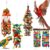 4 Pcs Extra Large Bird Parrot Toy Multicolored Natural Wooden Parrot Cage Chewing Toys for Large Medium Macaws Cockatoos African Grey Birds (Block and Ball)