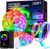 KSIPZE 100ft(2x50ft) Outdoor led Strip Lights Waterproof IP68, RGB Outdoor led Lights with Button & Bluetooth App Control, Music Sync, Timer, Exterior Led Rope Lights for Decor Balcony, Roof