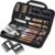 ROMANTICIST 27pcs Heavy Duty Grilling Gifts for Men Dad Fathers Day, Extra Thick BBQ Accessories Tools Set, Stainless Steel Grill Utensils Kit with Meat Claws,Canvas Bag for Outdoor Camping Brown