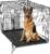 DUMOS Dog Crate, 42 Inch Large Double Door Dog Cage with Plastic Leak-Proof Pan Tray, Folding Metal Wire Pet Kennel for Indoor, Outdoor, Travel
