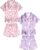 Girls Pajamas Silky Sets 2 Packs, Soft Satin Boys Kids Summer Pjs, Short Sleeve Button Down for Birthday Gift, 5Y-14Y