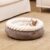 FUKUMARU Cat Bed, Calming Donut Dog Beds, Plush Faux Fur&Corduroy Kitten Beds, Cute Round Washable Pet Bed for Large Cats and Puppy, Cat Cave with Anti-Slip Bottom, 21inch, Camel