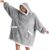 Bedsure Blanket Hoodie, Wearable Blanket Hoodie as Gifts for Mom, Birthday Gifts for Women Kids Teens Sherpa Sweatshirt, Grey, Standard