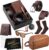 Geyoga 12 Pcs Men Birthdays Gift Set with Box for Men Dad Basket PU Leather Wallet Leather Toiletry Bag Tie Socks Belt Keychain Sunglasses Pen Compass Set