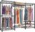 VIPEK V5 Portable Closet Wardrobe Heavy Duty Clothes Rack, Freestanding Clothing Rack with 4 Hang Rods & 8 Shelves, Adjustable Closet Racks, 68.9″ L x 15.7″ W x 76.4″ H, Max Load 890LBS, Black
