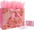 16.5″ Extra Large Rose Pink Gift Bag Set with Greeting Card and Tissue Paper(Foil Traced Flowers) for Celebrating Birthdays, Mother’s Day, Valentine’s Day, Weddings, Anniversary – 16.5”x5.5”x12.6”, 1 Pcs.
