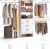 8FT Closet System, 96” Closet Organizer System with 3 Hanging Rods, Wall Mount Bedroom Wardrobe with 3 Drawers Walk-in Closet, Adjustable Cloth Garment Rack from 5 to 8FT (Cut to Fit), White