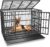 48 inch Heavy Duty Indestructible and Escape-Proof Dog Crate Cage Kennel for Large Dogs, High Anxiety Dog Crate with Removable Wire Trays and Wheels, Extra Large XL XXL, Black