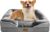 Orthopedic Dog Bed with Sides – Dog Sofa Beds for Medium Dogs, Supportive Foam Pet Couch Bed with Washable Removable Cover, Waterproof Lining and Non-Slip Bottom, Grey – M