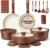 CAROTE 22Pcs Ceramic Cookware Set, Pots and Pans Set Non Stick Removable Handles, Non Toxic Cookware Oven/Dishwasher Safe, Induction Cookware, Gift Set, NonStick Cookware Set with Kitchen Essentials
