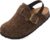 ZUSERIS Kids Suede Clogs Toddler Clogs Boys Girls Cork Footbed Sandals Potato Shoes Leather Slip On Mules with Adjustable Buckle