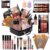 All in One Makeup Kit for Makeup storage bag 2X14 Colors Eyeshadow Palette Liquid Foundation Eyeliner Pencils Contouring Stick Lip Gloss 20Pcs Make up Brushes For Women Girls Teens (Black)