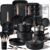 CAROTE 44pcs Nonstick Kitchen Titanium Cookware Sets, Nonstick Pots and Pans, Induction Cookware Set Kitchen Cooking Sets, Non Stick w/Frying Pan,Black