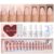 Beetles Press On Nails Kit-Mocca Mousse French | 7 Colors Short Square French Tip Press On Nails | 224Pcs 16 Sizes All-in-One Kit Nails With Nail Glue,Remover,Builder Top Coat,Nail Lamp