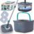 True & Tidy True Clean Spin Mop & Bucket System – Dual Compartment Design for Clean & Dirty Water, 360° Swivel Mop Head, Built-in Scrubbing Brush, Stainless Steel Handle & 2 Reusable Microfiber Pads