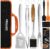 Grilljoy 8PCS Heavy Duty BBQ Grill Tools Set with Extra Thick Stainless Steel Spatula, Fork, Tongs & Cleaning Brush – Complete Barbecue Accessories Kit with Portable Bag – Perfect Grill Gifts for Men