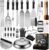 Grilljoy 46PC Griddle Accessories Set with Robust Plastic Handle, All-in-One Griddle Tools Kit for Flat Top Grills Teppanyaki Hibachi, Stainless Steel Grill Spatula Kit for Outdoor Camping Grilling