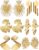 Glenmal 6 Pair Gold Statement Earrings for Women Large Gold Geometric Earrings Woven Twisted Leaf Earring Jewelry Gift