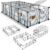 BUCATSTATE Guinea Pig Cages with Floor Mat, 20 Panels Guinea Pigs Playpen with Top Cover, Metal Rabbit Cage Indoor for Hedgehogs, Quail, Chickens (47″ L x 24″ W x 12″ H)